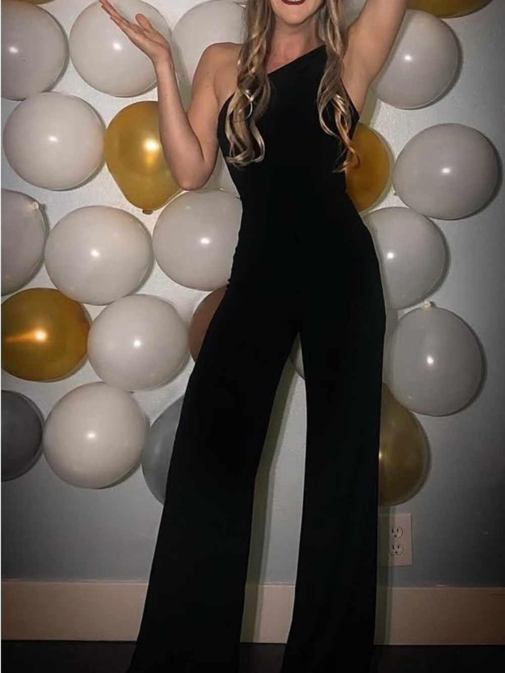 Windsor Black One-Shoulder Wide-Leg Jumpsuit